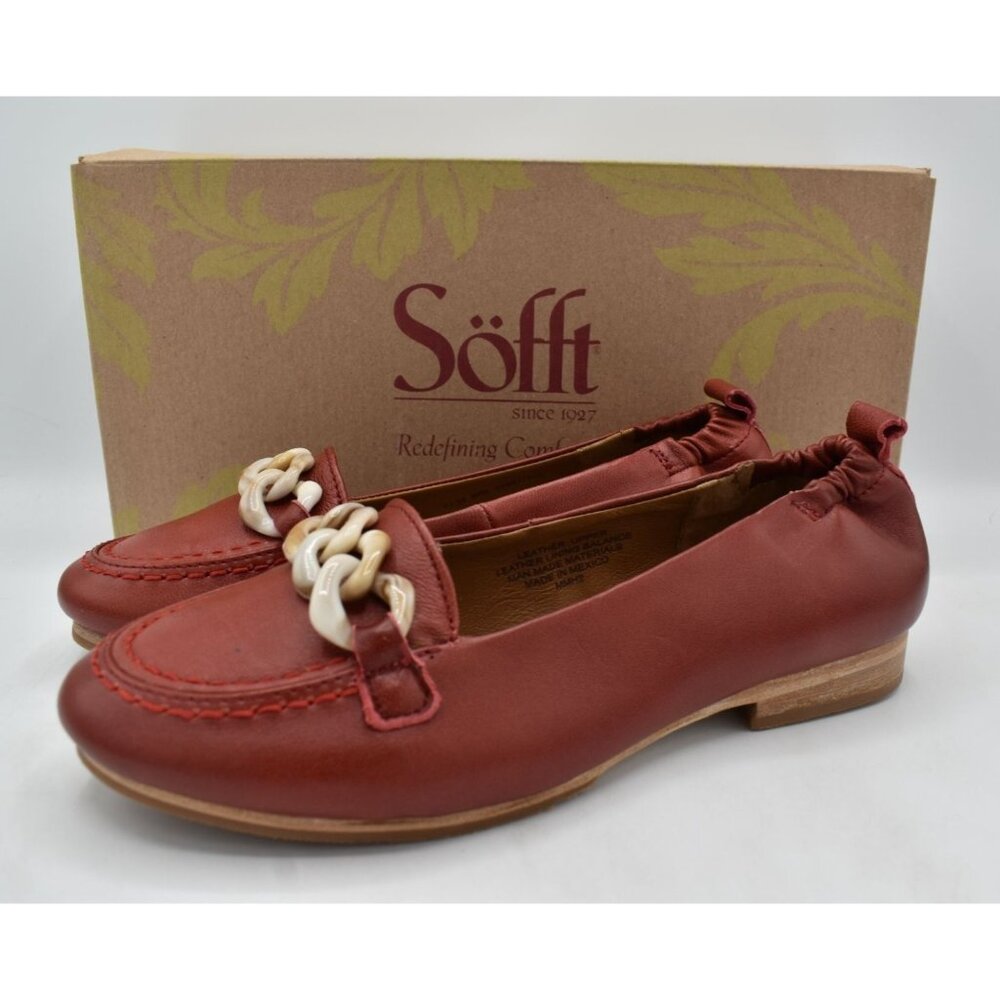 Sofft Womens Size 9‎ Kadyn Rouge Red Leather Flats Loafers Shoes